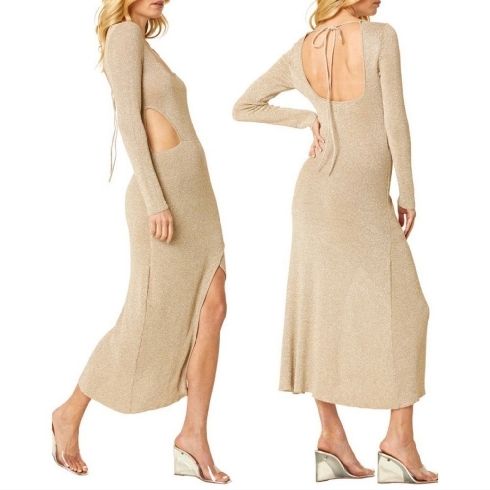 NWT MISA Metallic 'Minka' Midi Dress